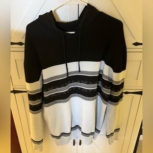 Black and White Striped Hoodie